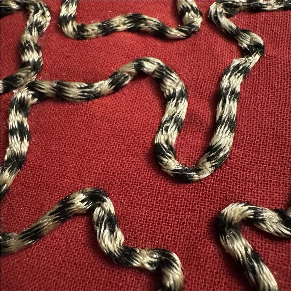 PIER 1 Pillow 15x15 Red Black Woven Black Tan Stripe Rope Piping Abstract Decor
